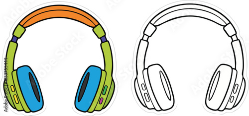 Colorful and Outline Style Over Ear Audio Headphone Pair for Music or Learning