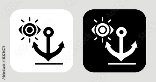 Vision Anchor Icon In Black and White Glyph Style