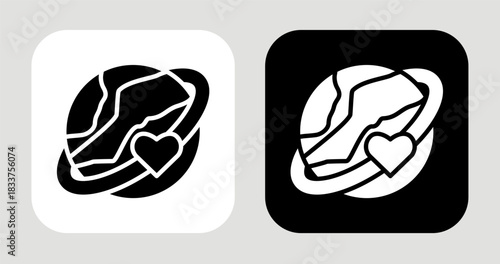 Value Orbit Icon In Black and White Glyph Style