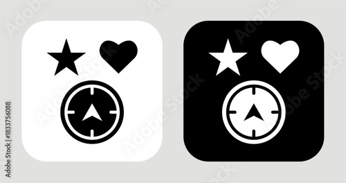 True North Icon In Black and White Glyph Style