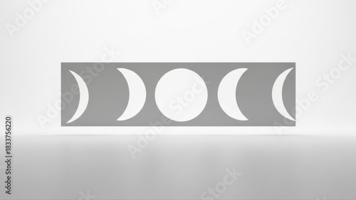 Isolated white banner featuring moon phases in a minimalist design on a neutral background