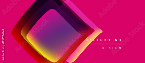 Abstract geometric design. Layers create vibrant color gradient, pink backdrop. Modern visual element for backgrounds, presentations.