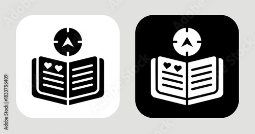 Moral Compass Icon In Black and White Glyph Style