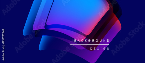 Abstract geometric shapes blend vibrant blues, purples, reds. Modern design suggests technology, innovation, depth. Text reads background design.