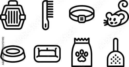 Pet Accessories Icon Set,Pet Care Essentials Icons,Pet Supplies Vector Pack,Animal Care Outline Icons,Pet Tools and Supplies Set,Pet Product Icons Pack,Animal Essentials Vector Icons,Feeding Icons,A

