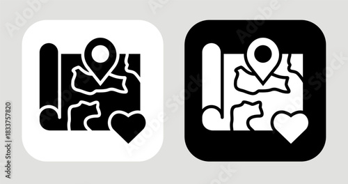 Motive Map Icon In Black and White Glyph Style
