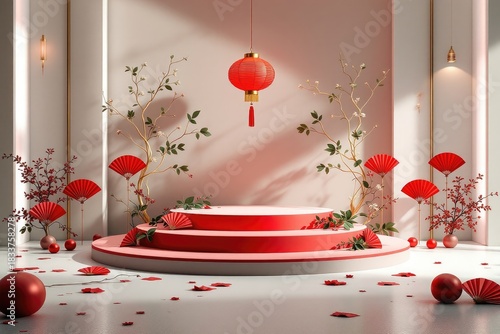 Festive stage with lantern