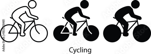 Person Riding Bicycle Fast Pace Transportation Sport Activity Icon Vector Silhouette and Pictogram..eps