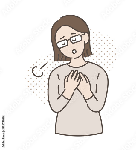 ホッと安堵する40代女性のイラスト