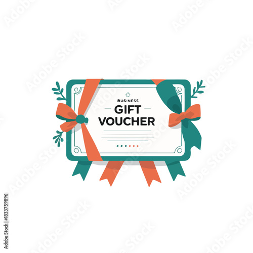 a business-themed gift voucher card with simple ribbon