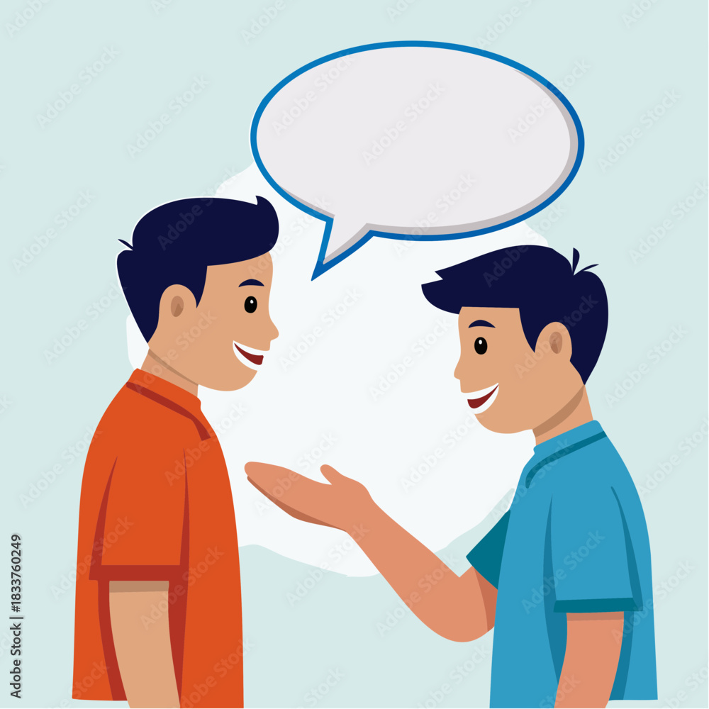 Obraz premium Friendly Discussion Between Two Young Men