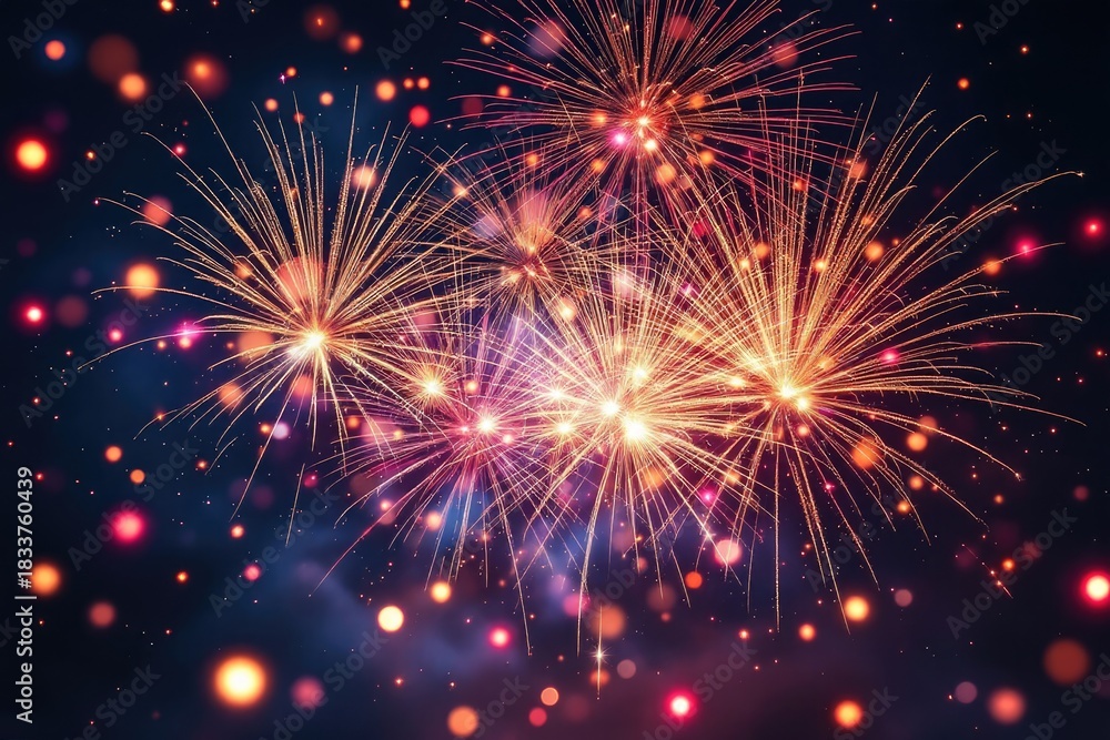 Fototapeta premium Fireworks display against dark sky