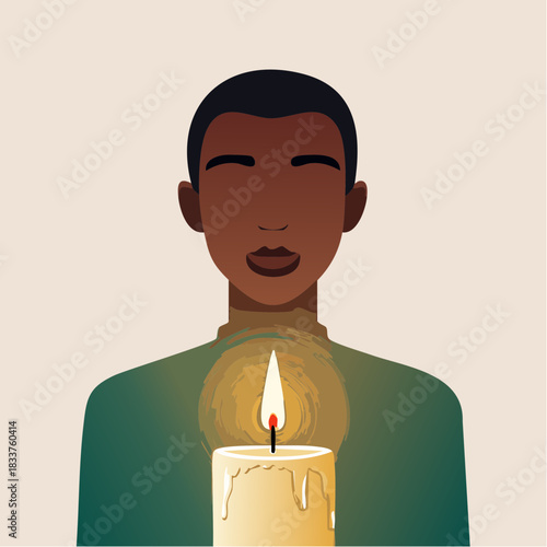 Quiet Contemplation with a Glowing Candle