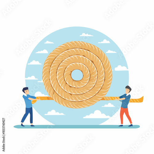 Rivalry and Competition Tug of War Illustration