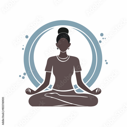 Serene Black Woman Meditating in Lotus Pose