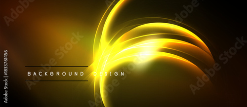 Bright golden lines create dynamic swirl. Dark background emphasizes radiant energy, modern design element. Perfect for digital projects.