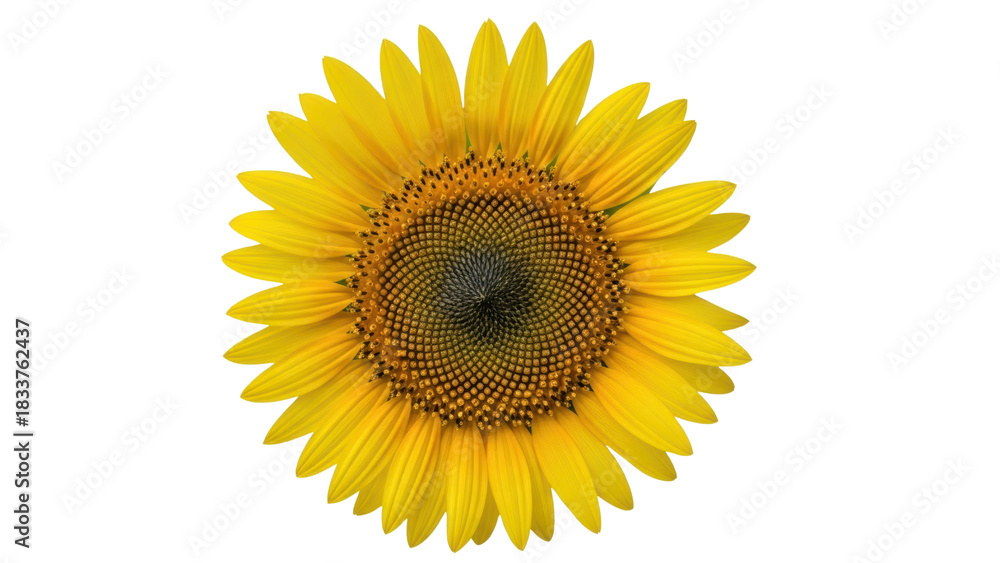 Fototapeta premium Vibrant Yellow Sunflower with Intricate Center Patterns and Petals