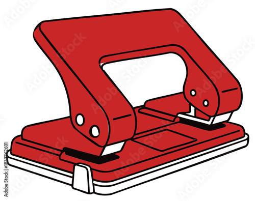 red hole puncher isolated on white background