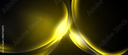 Abstract golden lines form dynamic shapes against dark background. Smooth curves create elegant, flowing visual effect.