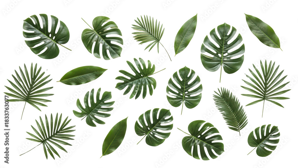 Fototapeta premium Tropical Green Leaves Background for Nature and Eco Themes