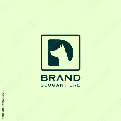 Letter D dog Logo Design Vector Template