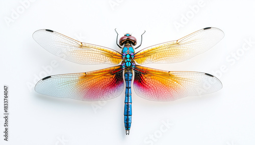 colorful dragonfly isolated on white background