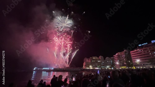 Fireworks final day carnaval at Playa de Las Canteras in Las Palmas de Gran Canaria