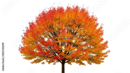 Vibrant Autumn Tree with Red and Yellow Leaves in Fall Season