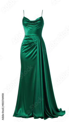 Elegant Green Satin Dress with Spaghetti Straps for Formal Events