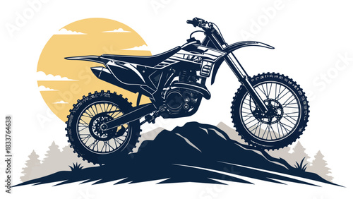Exciting dirt bike riding adventure, showcasing freedom and outdoor thrills with a modern, edgy design ideal for posters, apparel, or promotional materials