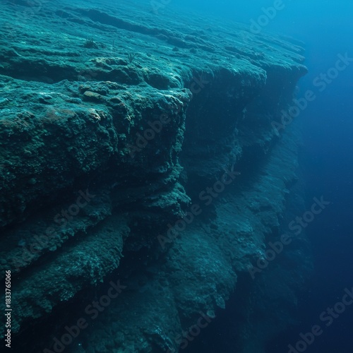 Vast underwater landscapes of the deep sea continental slope, sculpted by powerful currents, reveal mysterious geology and diverse marine habitats ,nature ,water ,seabed