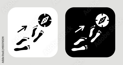 Bold Journey Icon In Black and White Glyph Style