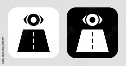 Vision Path Icon In Black and White Glyph Style