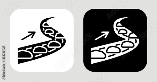 Unyielding Flow Icon In Black and White Glyph Style