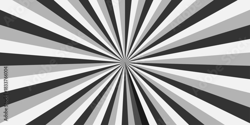 Retro white and gray abstract explosion vintage ray sunrise star sunbeam texture background. vector illustration circle light banner cartoon add design.	