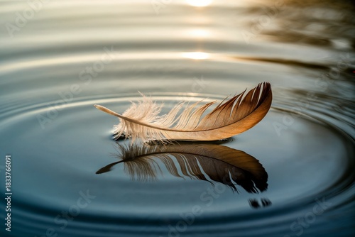 Feather floating on the water