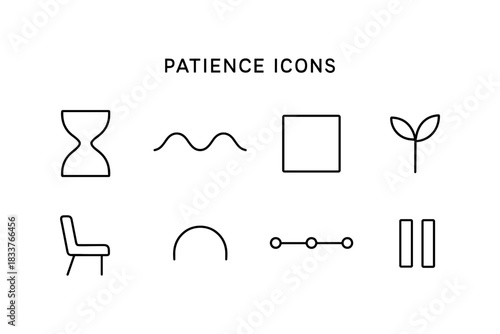 Minimalist patience icons set for modern design projects