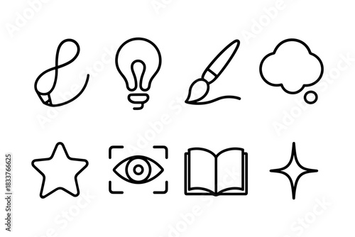 Minimalist icons for creativity and design concepts
