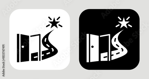 Key to Sky Icon In Black and White Glyph Style