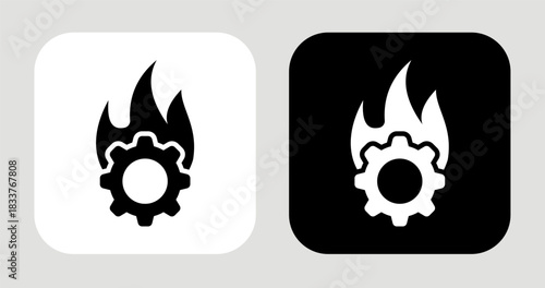 Drive Flame Icon In Black and White Glyph Style