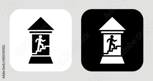 Rise Tower Icon In Black and White Glyph Style