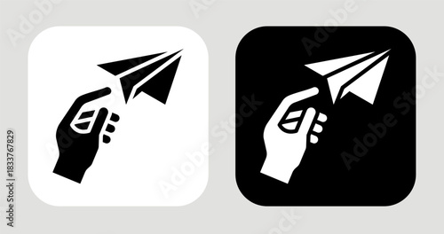 Personal Flight Icon In Black and White Glyph Style