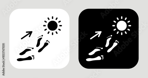 Bold Step Icon In Black and White Glyph Style