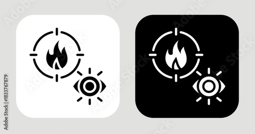 Burning Focus Icon In Black and White Glyph Style