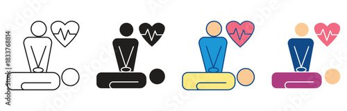 CPR icon set multiple style collection , vector illustration.