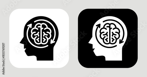 Mental Loop Icon In Black and White Glyph Style