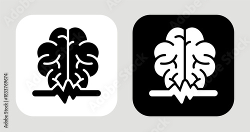 Pulse Thought Icon In Black and White Glyph Style