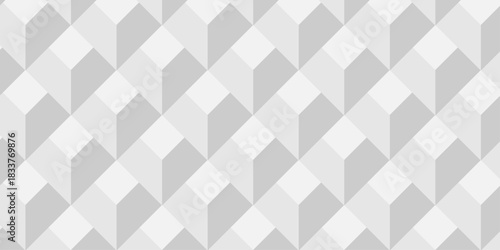 Structure white block box cube seamless pattern grid vintage surface triangle web monochrome square texture white background.	