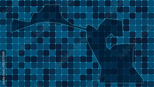 Modern Digital grid map illustration of Akrotiri Sovereign Base Area Technology geography background
