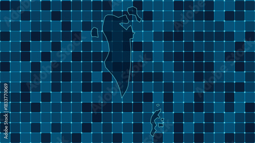 Modern Digital grid map illustration of Bahrain Technology geography background